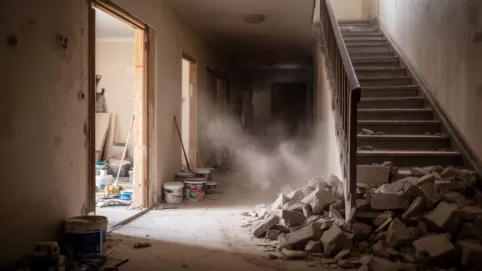 Remont w mieszkaniu i kurz na klatce